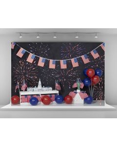 Kate 7x5ft American Flag Backdrops for Photography Independence Day Fireworks Background Colorful Balloons Backdrop Microfiber Fabric Backdrop